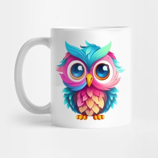 Cute rainbow owl. Sticker Clipart. Mug